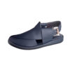Blue Leather Round Shaped Peshawari Chappal
