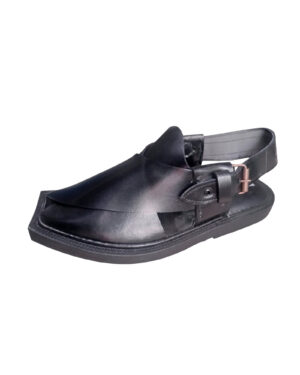 Classic Plane Black leather Peshawari Chappal