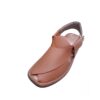 Tan Brown Leather Round Shape Peshawari Chappal