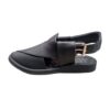 Black Leather Round Shaped Peshawari Chappal